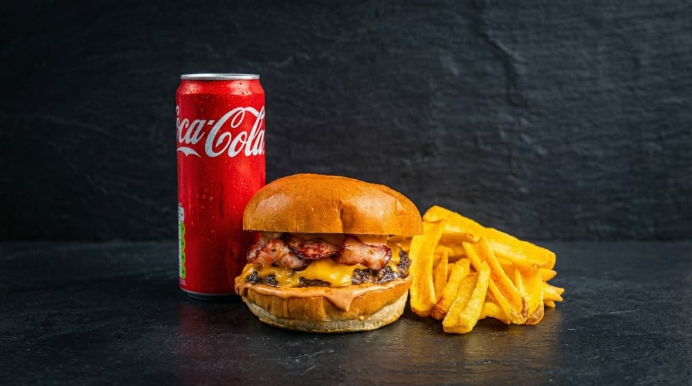 BBQ and bacon cheese burger + fries + drink