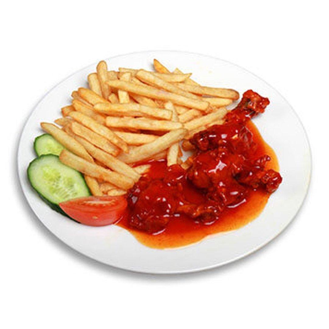 154. French fries with chicken wings