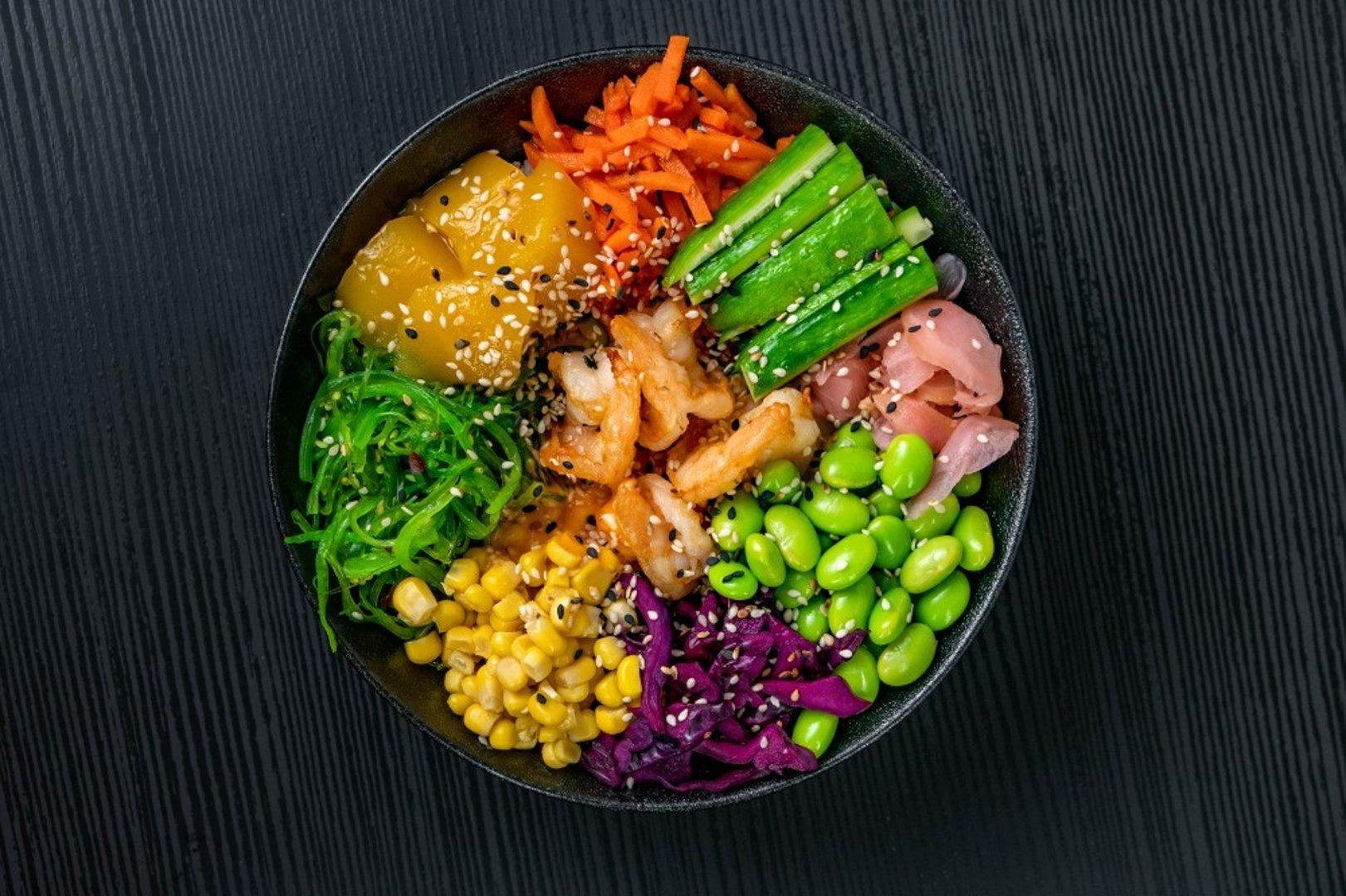 Poke Bowl krevettidega