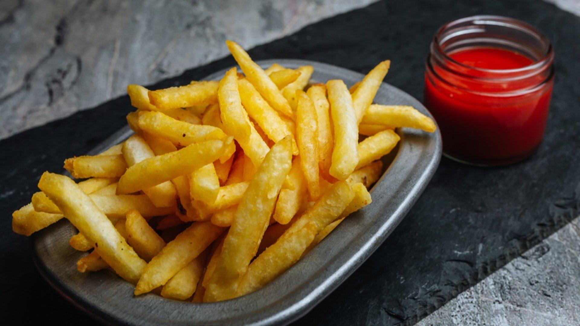 French fries with ketchup