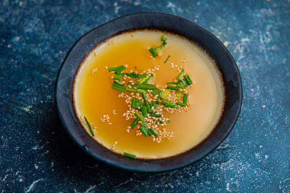 Miso soup with king prawns
