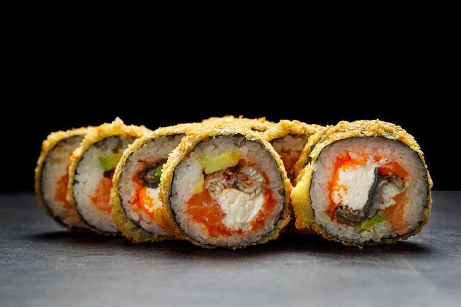 113. Salmon and eel tempura