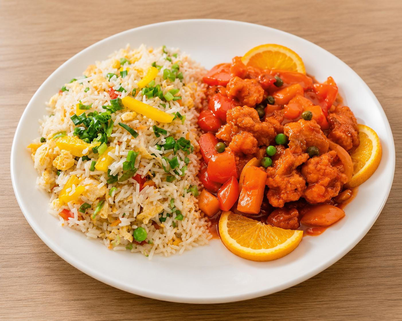 712.Sweet and sour chicken + Veg rice